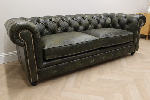 Cracked wax green leather