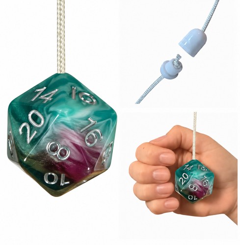 Teal d20 poly - poly, pull