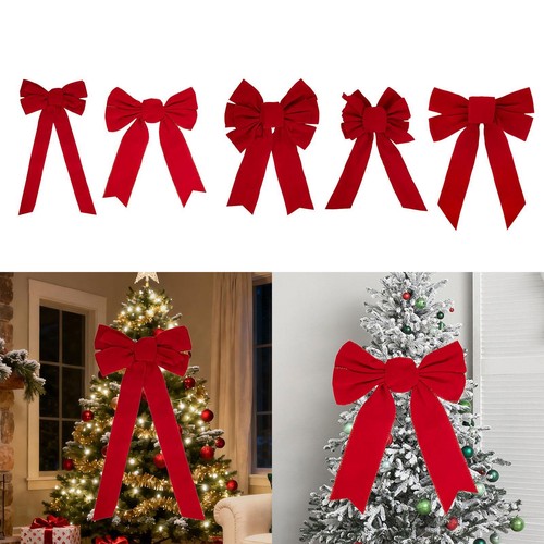 Christmas tree topper red bow - christmas,
