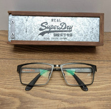 Vintage Rare Superdry Metal & Wood Case with Timothy SDO Black Frames Glasses