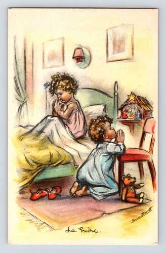 Children teddy bear - children:, postcard