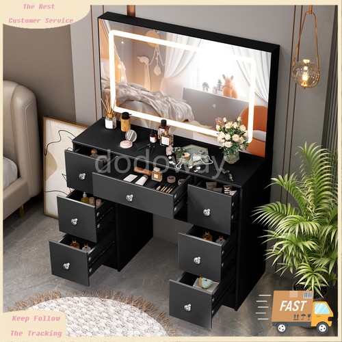 Large black dressing table - black,