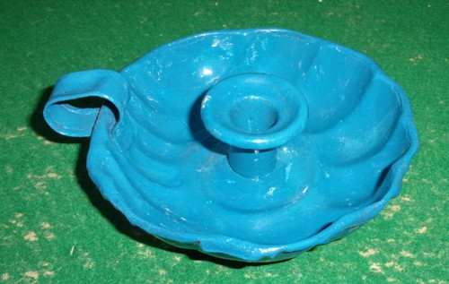 Blue enamel candel holder wee - enamel,