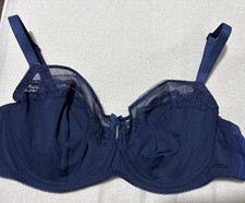 M&S UNDERWIRED NON PADDED EMBROIDERED MESH BALCONY BRA In NAVY size 38D