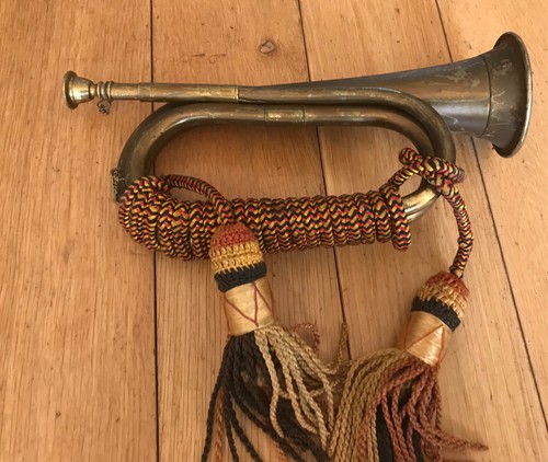 Vintage brass military bugle - vintage,