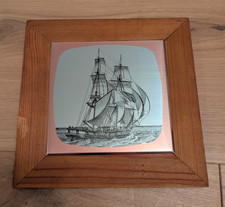 Vintage MCM Galleon Wall hanging - ship boat nautical coastal picture