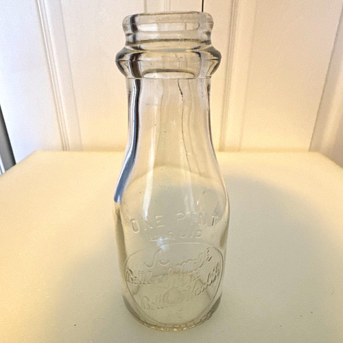 Embossed clear glass one - embossed, pint