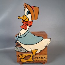 vintage shed built 40s 50s donald duck micky hand painted money box DIANA