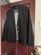 Women's Smart Work Formal Jacket Eden Rose Size 10-12? Black Stripe Lined VGC