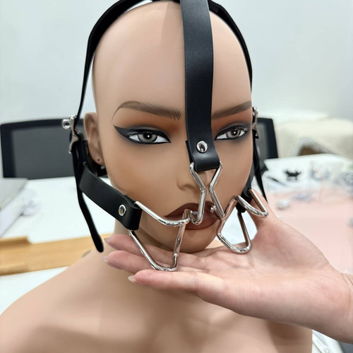 Leather belt open mouth gag - belt,