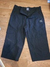 Mens Size 34" Black Linen Style Cropped Trousers