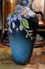 FRANZ Collection Sculptured WISTERIA Flowers VASE - Large 12" - Artist Signed
