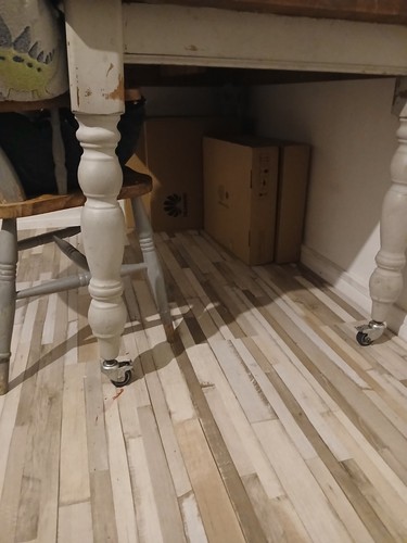 Wood table with - and, 4