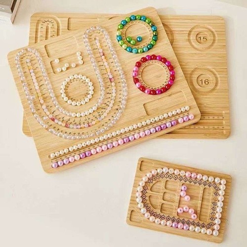 Jewelry making tray wood - tray, beads
