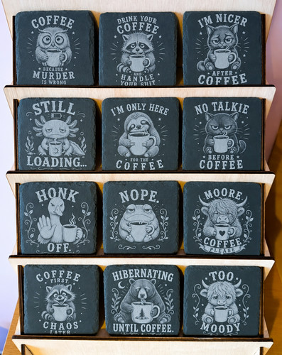 Funny coffee slate coasters - funny,