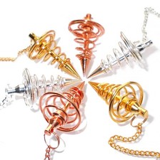 Metal Coil Dowsing Pendulum Vortex in Gold, Silver or Copper P020