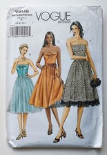 Vogue V8149 Strapless Party Dress Sewing Pattern, Full Skirt Sz 6-10 Knee Length