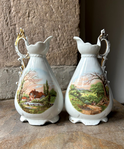 Pair vintage porcelain mantel - vintage,