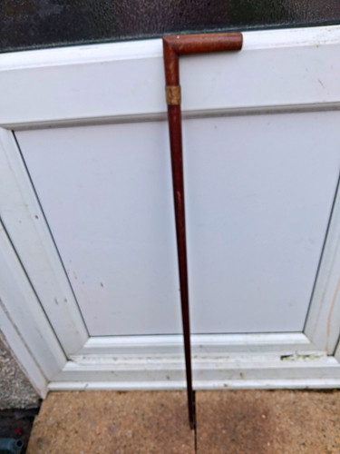 Wooden walking stick cane with - wooden,