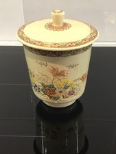 Japanese Satsuma  Lidded Tea Cup with Flower pattern.