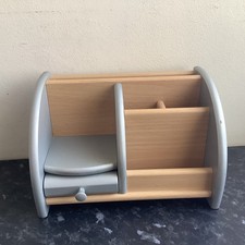 Wooden Pen Pencil Stand with Drawer for Office Desk Table Storage Organizer 