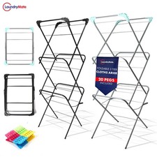 Clothes Dryer Airer 3 Tier Foldable Laundry Rack Wash Line Drying Horse 20 Pegs