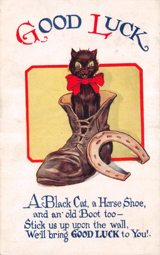 Old comic postcard - old, cat
