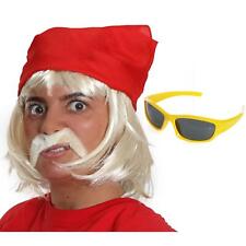 HOGAN 1980'S WRESTLER COSTUME BLONDE WIG GLASSES MOUSTACHE BANDANA 80s WRESTLING