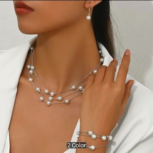3pcs layered faux pearl - faux,