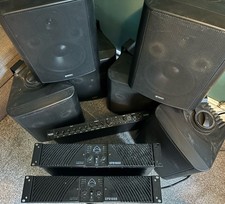 Complete PA Sound System - Denon Mixer, Wharfadale Amplifiers - 6x 180w Speakers