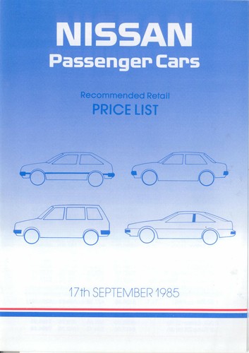 Nissan price list 1985 - nissan,