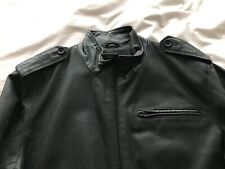 MANS BLACK LEATHER FLYING JACKET,COLLARLESS,INDIANA JONES,ROCHA MEDIUM