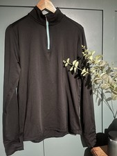 Crivit Men's Size S Black 1/4 Zip Thermal Running Sports Top Thumb Holes