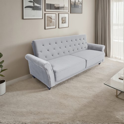 Velvet sofa bed 225cm - velvet, 3