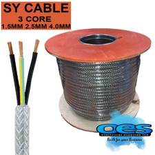 SY BRAIDED CONTROL CABLE 3 CORE 1.5MM 2.5MM 4MM FLEXIBLE STEEL WIRE ARMOURED 