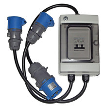 32 AMP / 2x 16 AMP DISTRIBUTION SPLITTER BOX With MCB Breaker 32A to 2x 16A