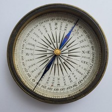 Antique Brass Cased Pocket Compass Without Lid & Glass