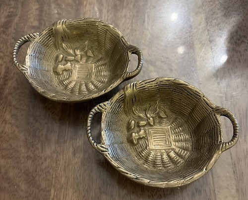 Brass trinket dish woven - dish.,