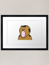 a Cat with big mouth Framed