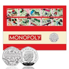 Monopoly Stamps and 50p BU Coin Cover from Royal Mail and Royal Mint