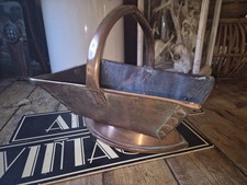 Antique Large vintage old Copper arts and crafts Log Bin Planter bucket trough 