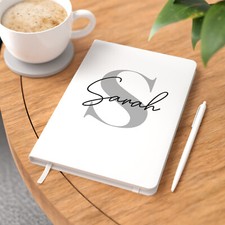 Personalised A5 Initial Monogram Notebook And Pen Name Notepad Girls Women Her