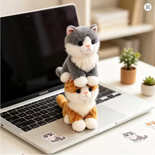 Kitten plush dolls white black - plush,