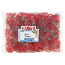 Haribo Giant Strawberries - 3kg Bulk Bag - Fruit Flavoured Gummy Sweets