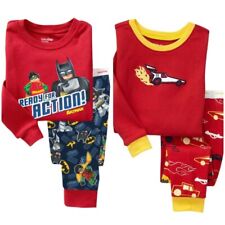 Kids Boys Racing Car Pyjamas Set Sleepwear Red 2Pcs Long Sleeves Top 2 To 7 Year