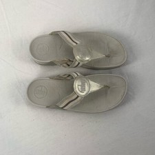 Fit Flop WALKSTAR Webbing Toe-Post Sandals in Grey Size 8