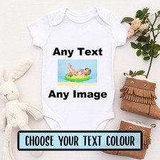 Personalised Baby Grow Custom Baby Grow Vest Custom Any Image Text  Baby Grow 