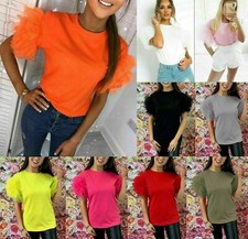 Women Ladies Short Puff Sleeve