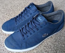 Mens Size 9 (43) 'Lacoste' Navy Blue & White 'Lerond' Synthetic/Suede Trainers
