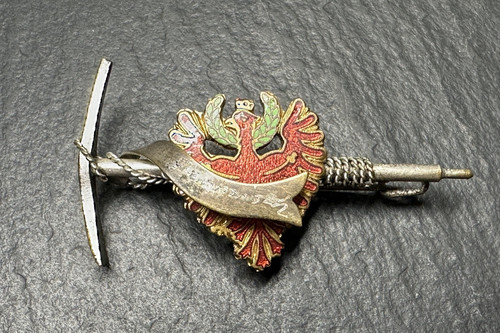 Antique enamel metal pickaxe - antique,